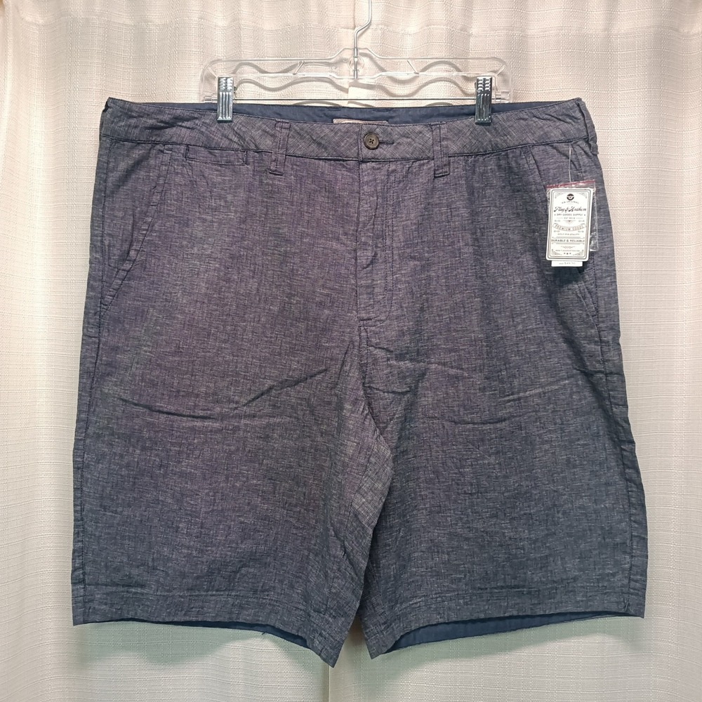 Flag & Anthem Mens Navy Blue Stretch Flat Front Shorts Size 40 NWT Cotton Logo